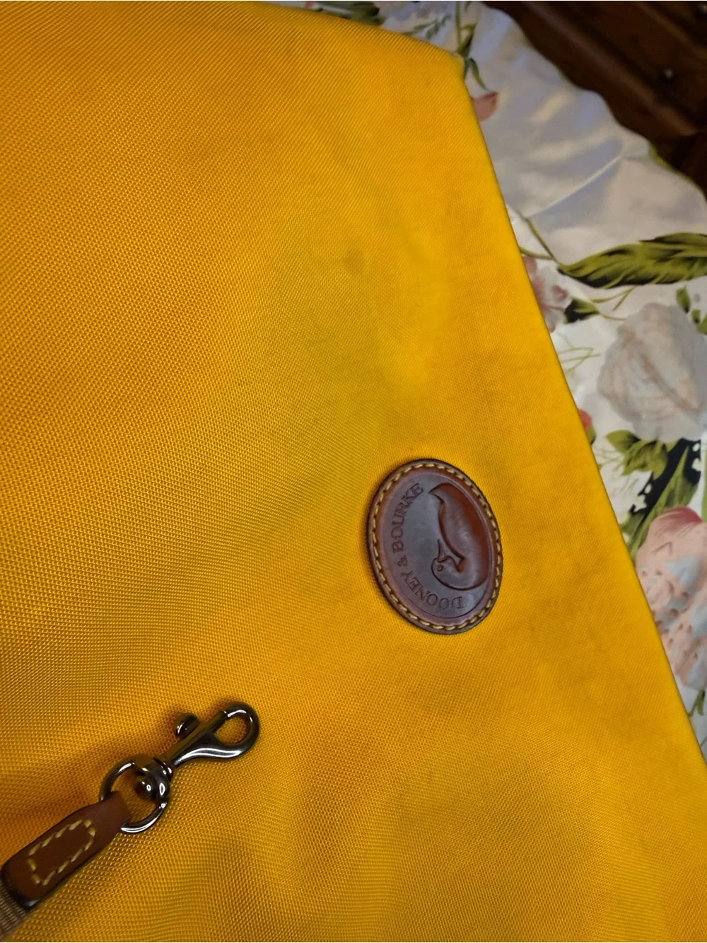 Dooney & Bourke Euc Yellow Canvas Drawstring Bucket Bag